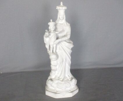 French Antique 1900 Bisque Statue Virgin Mary Our Lady Victoire Madonna Infant Jesus Exquisite 16.53"