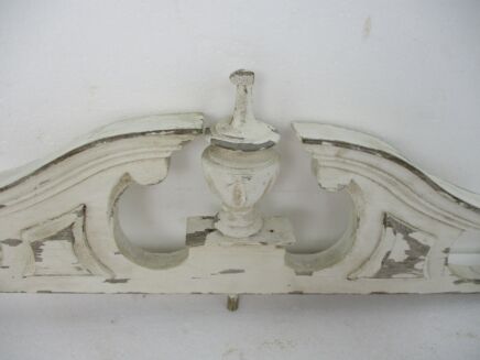 Hand Carved Wood Pediment Ornate Over door Architectural Reclaimed Barn Country Farmhouse Painted white