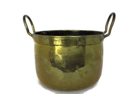 Large Planter Vintage Jardiniere Hammered Brass Kettle Decorative antique