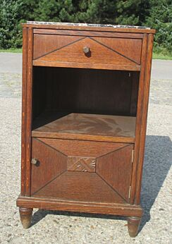 Art Deco Night Stand oak Marble Top French
