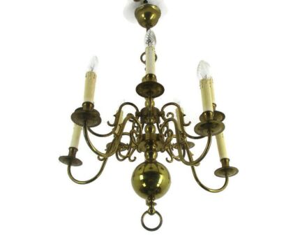 Flemish Dutch Chandelier Style 10 Arm Lights Seahorses Country Vintage Bronze