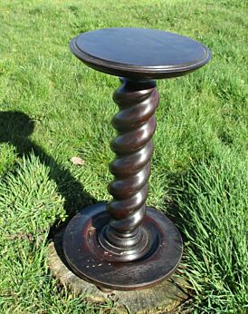 Antique Carved wood Barley Twist Pedestal Display Table Plant Stand 24.8"