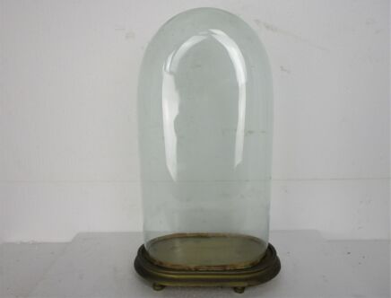 Antique Victorian Oval Hand Blown Glass Globe Dome Doll Clock 18.3" H 9.4"W