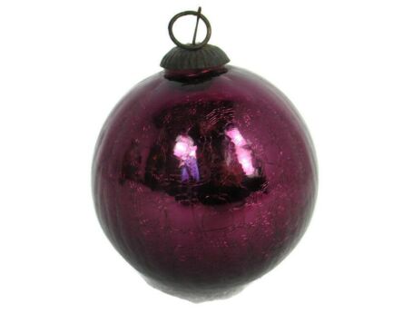 Antique Witch Witches Oval Ball Purple Glass Ornate Protection Ornament