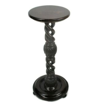 Vintage Carved wood Open Barley Twist Pedestal Display Table Plant Bonsai Flower Stand 22.83"