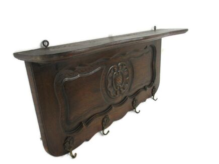 Antique Hand Carved Wood Coat Hat Rack Heavy Gorgeous Stylish hand Carved Wood
