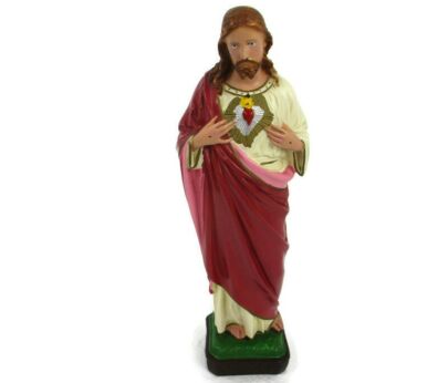 Vintage Statue Jesus Christ Savior Sacred Heart Holy Heart Resin Italy Lovely