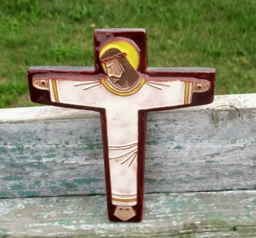 Small Mid Century Design Ceramic Modernist Crucifix Paul Vermeire era Perignem