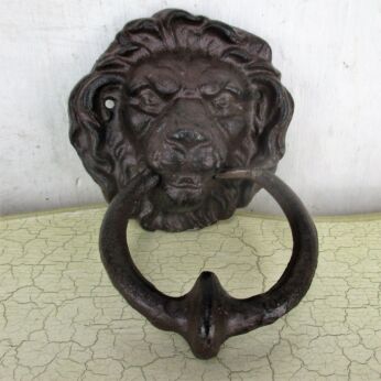 Cast Iron Door Knocker Lions Head Ring Architectural Gorgeous Reclaimed 6.29"