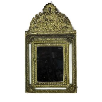 Vintage mirror Brush Brass Glass Cabinet Continental Ornate Brushes Included