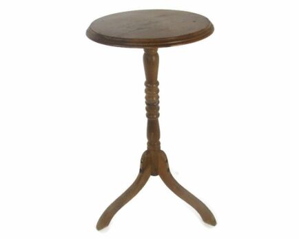 Hand Carved Wood Pedestal Display Side Table Plant Stand Barn Country Style Tripod