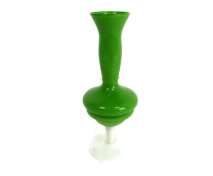 Vintage Small Green Opaline Art Glass Vase Cased Glass Twisted Stem Retro Lovely