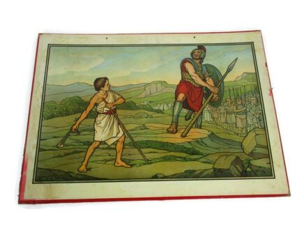 Antique Religious Cardboard Print Mosella 1913 Trier David and Goliath