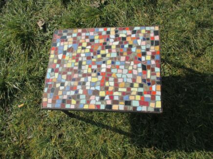 Vintage Mosaic tiles Small Side Table Plant stand Iron Authentic
