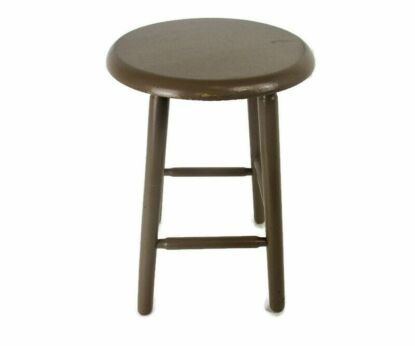 Vintage Hand Carved wood Milking Stool crutch Pedestal Table Farmhouse Barn Country Style Painted brown