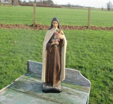 Lovely Vintage Statuette Plaster St Therese of Liseaux Sancta Teresa 16.34"