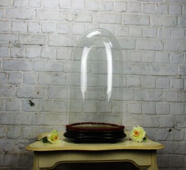 XL Victorian Antique Oval Hand Blown Glass Dome Globe Mantel Clock 21.06"