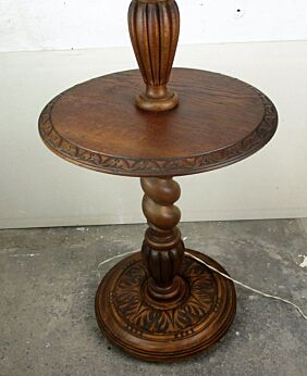 Vintage Antique Hand Carved Wood Barley Twist Floor standing Lamp Two tier WOW