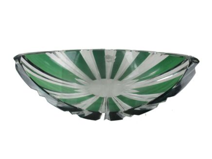 Small Val St Lambert Green Clear Bowl Dish Centerpiece Basket art Glass Marked