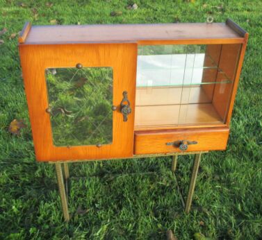 Antique French Medicine Bathroom Cabinet Lined Glass Mirror Art Deco Display