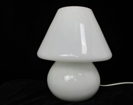 Spage Age 60 Italian White Art Glass mushroom Table Lamp Murano Romantic Working