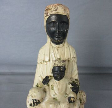Small Our Lady Of Montserrat Black Madonna Virgin La Moreneta Resin Statue 7.87"