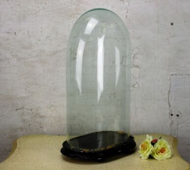 Antique Victorian Oval Hand Blown Glass Globe Dome Doll Clock Display 17.71" H