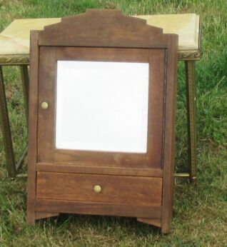 Vintage Medicine Bathroom Cabinet Beveled Glass Mirror Apothecary drawer