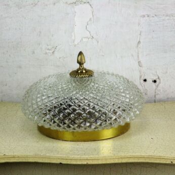 Large French Ceiling Lamp Fixture Plafonniere Brass Bubbled Glass Flush Mount