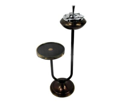 Unusual Vintage 50s Brass Standing Floor Push Ashtray Bar Table Era panton eames