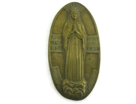Brass Plaque Notre Dame Our Lady de Beauraing Collector HTF