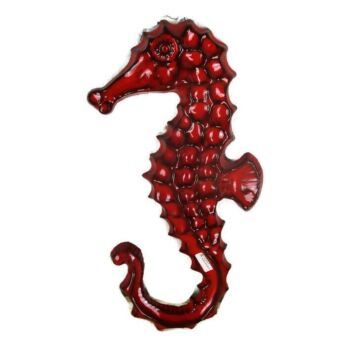 Red Seahorse Hippocampe Modernist Ceramic Wall Plaque era Amphora Perignem