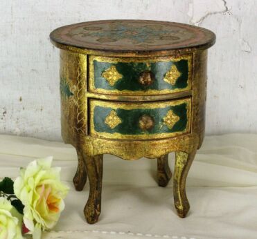 Small Italian Mid Century Hollywood Regency Florentine Jewelry Box Cabinet