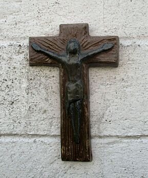 Mid Century Design Ceramic Modernist Crucifix Jesus Christ era Perignem Nice