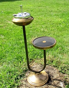 Unusual Vintage 50s Brass Standing Floor Push Ashtray Bar Table Era panton eames