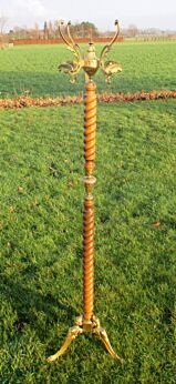 Ornate Antique Barley Twist Coat Hat Rack Hall Tree Stand Floor Brass