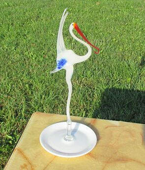 Vintage Italian Murano Art Milk Glass Bird Stork Heron Fragile
