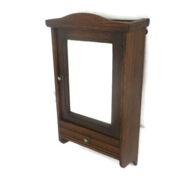 Kitchen Medicine Apothecary Bathroom Cabinet Beveled Glass Carve Wood Barn