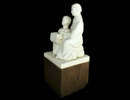 Antique Piggy Bank St Anthony Missionary Very Rare Plaster on wooden base Collector