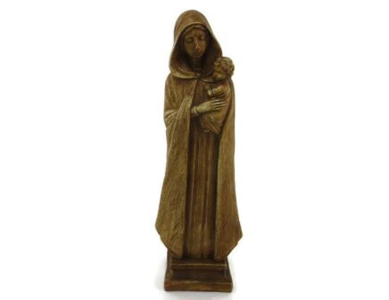 Statue Our Lady Madonna  Virgin Mary Infant Jesus  beautiful Plaster 21.25" Art deco Signed S. Melani