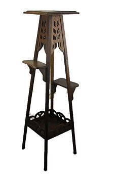 Large Art Nouveau Ornate Pedestal Table Plant Stand Side Table HTF Oak 47.24"