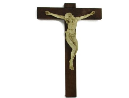 Hand Carved Wood Hanging Ornate Crucifix Plaster  Corpus Jesus Christ