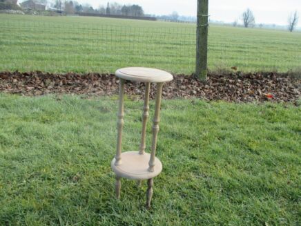 Carved wood 2 Tier Pedestal Table Plant Stand Side Table 25.59"
