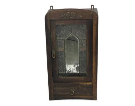 Kitchen Apothecary Bathroom Pharmacy Cabinet Bubbled and Leaded Glass Art Deco