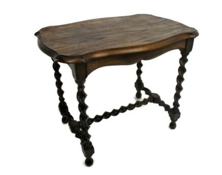 Barley Twist Carved Wood Coffee Side Table Nesting Table Vintage Barn Country Style