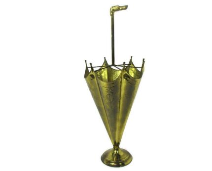 Greyhound Dog Umbrella Kane Stand Hammered Brass 40s Mid Century Modern French 28.93"