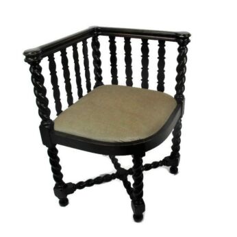 Antique Corner Armchair Fauteuil Hallway Hand Carved Wood Barley Twist Sturdy