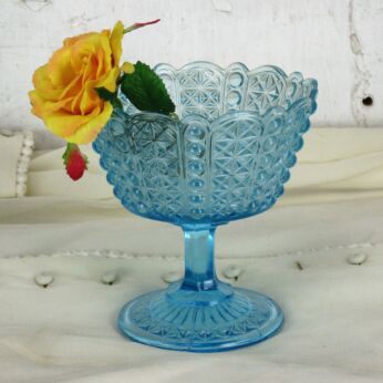 Light Blue Centerpiece Vase Dish Art Depression Glass Art Deco Lovely