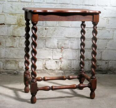 Small Barley Twist Wooden Tripod Side Tea Table Pedestal Plant Stand 20.07" H