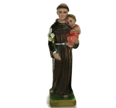 St Saint Anthony Padua Statue Figurine Finder Lost Articles Infant Child Jesus Christ Plaster 8.07"